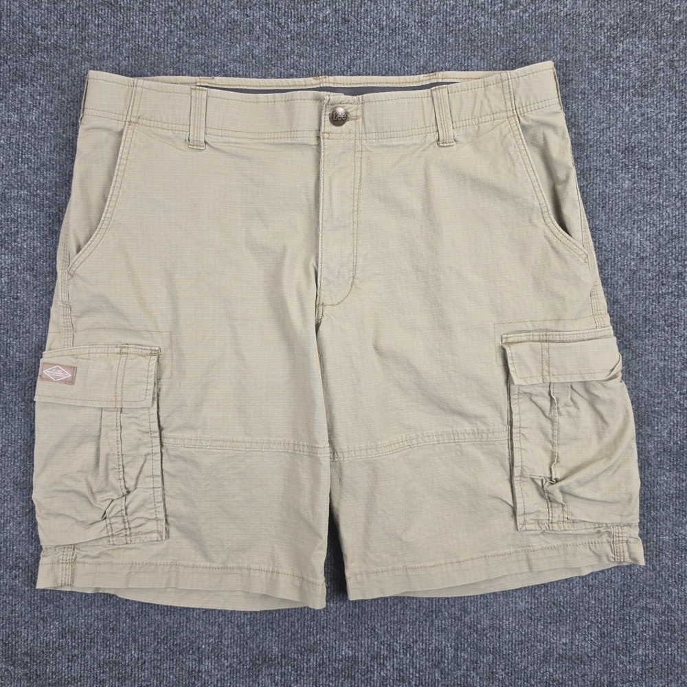 Lee Extreme Motion Cargo Shorts Men's 38 Khaki Tan Stretch Ripstop Utility 10"
